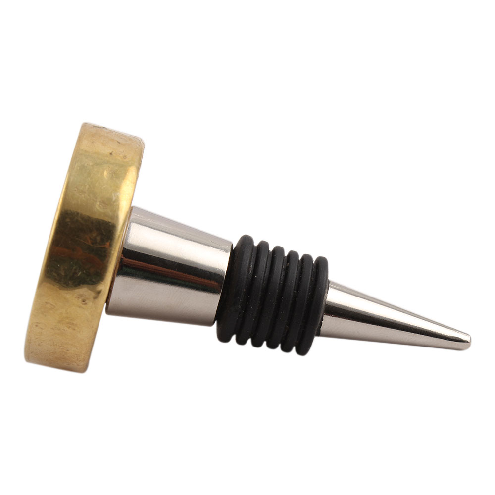 Golden Round Metal And Wooden Wine Stopper